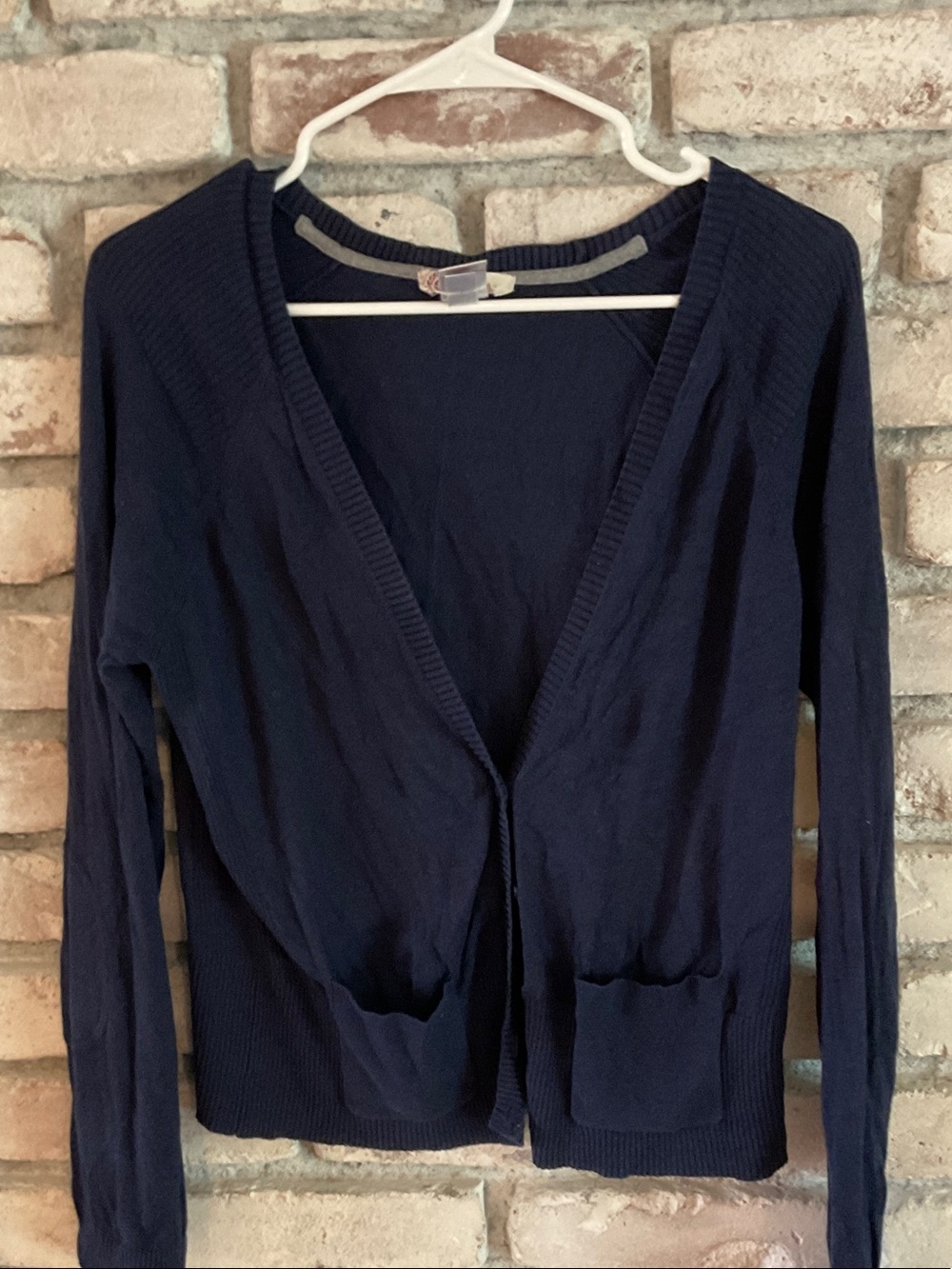 SO Navy Open-Front Pocket Cardigan